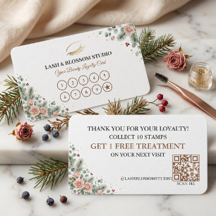 Lash Tech Holiday Loyalty Punch Card Botanical