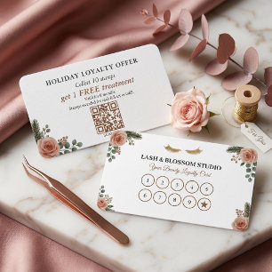Lash Tech Holiday Loyalty Punch Card Botanical