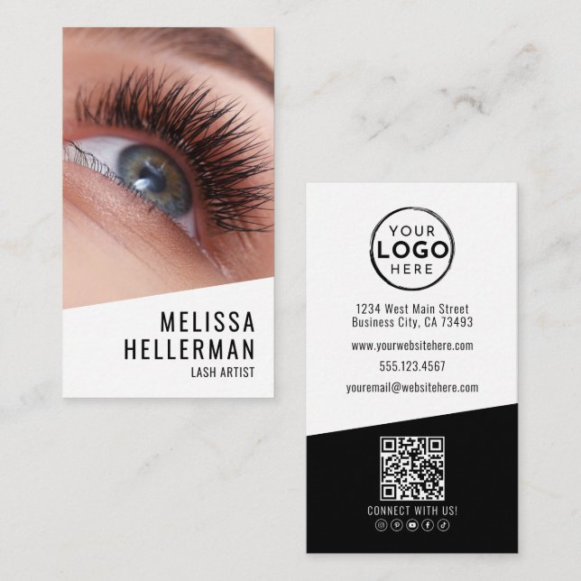 Lash Tech Photo Logo Vertical Business Card (Front/Back)