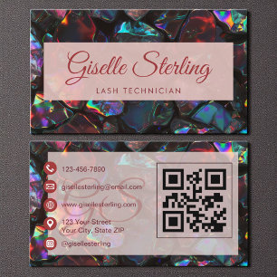 Lash Technician Black Opal Gemstone QR Code Business Card