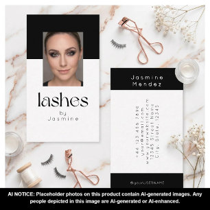 Lash Technician Elegant Photo Black And White Business Card