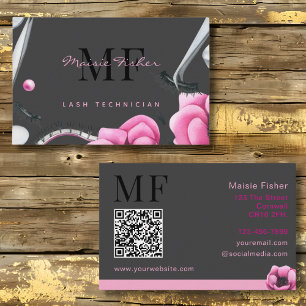 Lash Technician, Eyelash Infills QR Code Monogram Business Card