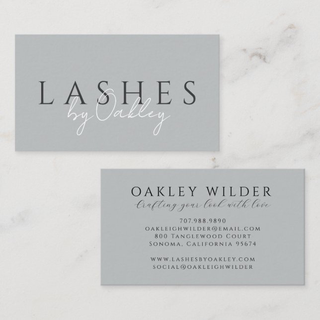 Lash Technician Grey Business Card (Front/Back)