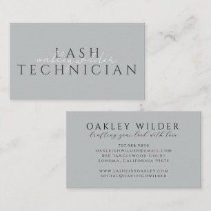 Lash Technician Grey Business Card