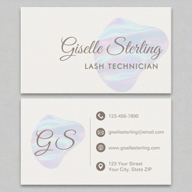 Lash Technician Iridescent Pearl Opal Abstract Business Card (Creator Uploaded)