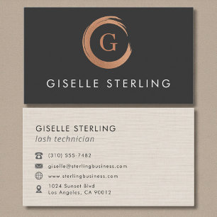 Lash Technician Metallic Monogram Business Card