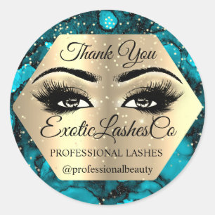 Lash Thank YOU Makeup Artist Open Eyes Ocean Classic Round Sticker