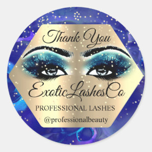 Lash Thank YOU Makeup Artist ROYAL Eyes Blue Spar Classic Round Sticker