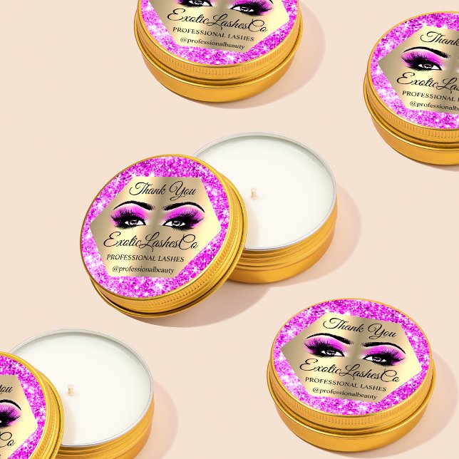 Lash Thank YOU Makeup Lashes Gold Hot Pink Classic Round Sticker (Creator Uploaded)