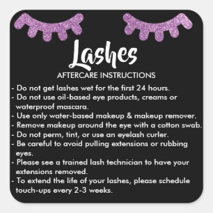 Lashes AFTERCARE INSTRUCTIONS Sticker