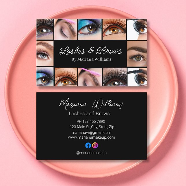lashes and brows 12 photos makeup artist black business card (Creator Uploaded)