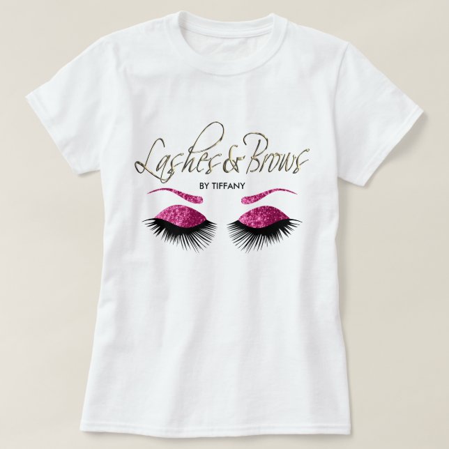 Lashes and Brows -  Pink T-Shirt (Design Front)