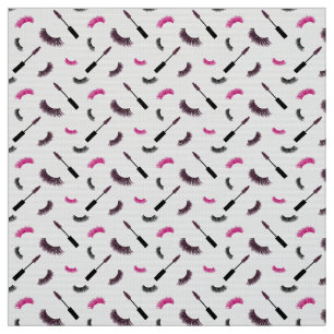 Lashes and mascara with pink glitter pattern fabric