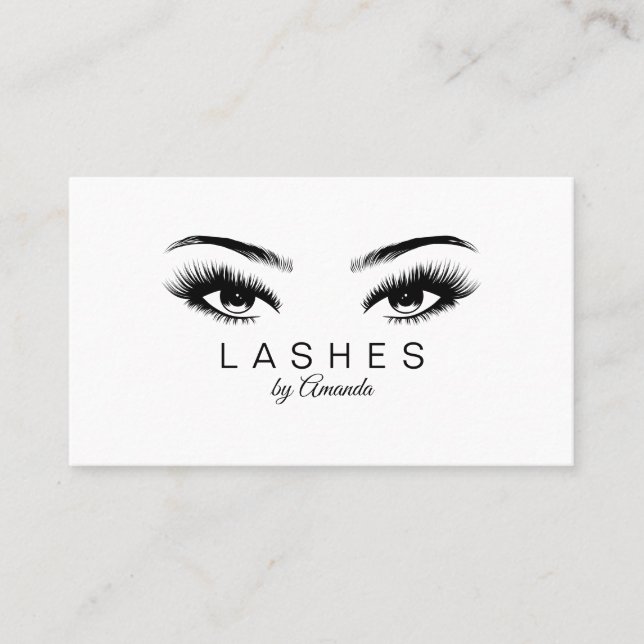 Lashes artist business card in black colour (Front)