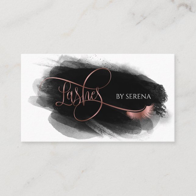 Lashes Beauty Makeup Girl Lash Extension Marble Bu Business Card (Front)
