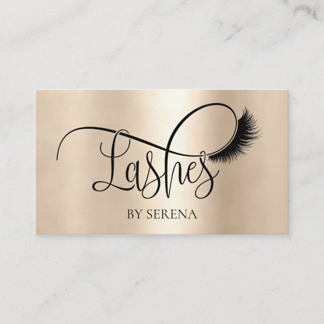 Lashes Beauty Makeup Girl Lash Gold foil Business Card (Front)