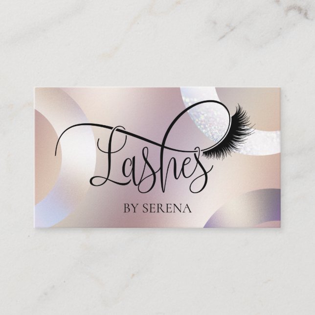 Lashes Beauty Makeup Girl Lash Holographic Foil Business Card (Front)