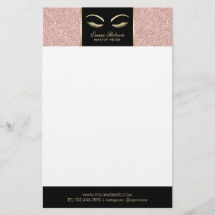 Lashes & Brow Makeup Artist Rose Gold Beauty Salon Stationery
