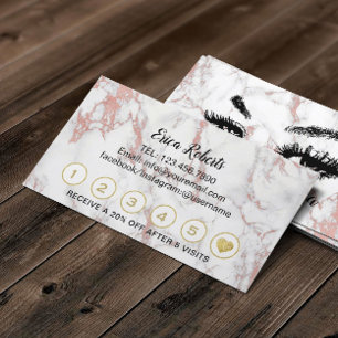 Lashes Brow Makeup Artist Rose Gold Marble Loyalty Card