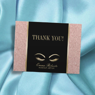 Lashes & Brow Makeup Artist Rose Gold Thank You Postcard
