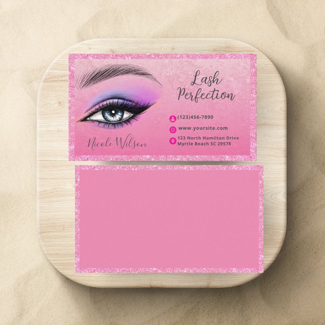 Lashes Brows Beauty Makeup Glitter Business Card (Creator Uploaded)