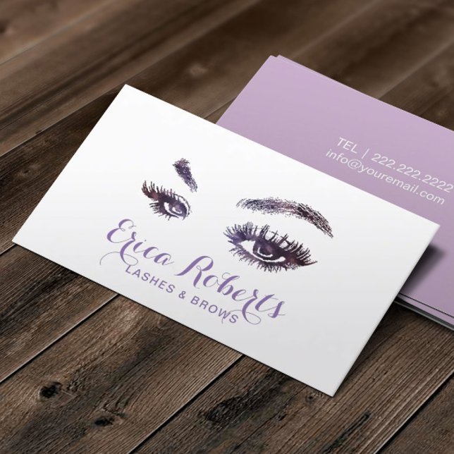 Lashes & Brows Elegant Purple Makeup Artist Business Card (Creator Uploaded)