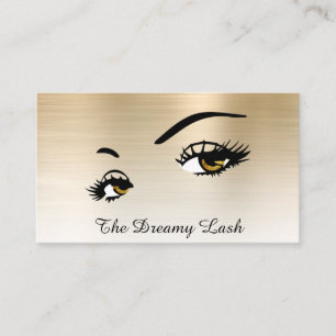 *~* Lashes Brows Extensions QR Gold Glitter Business Card
