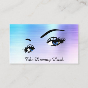 *~* Lashes Brows Extensions QR Ombre Blue Glitter Business Card