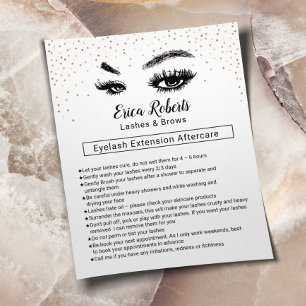 Lashes & Brows Eyelash Aftercare Instruction Flyer