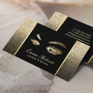 Lashes Brows Makeup Artist Black & Gold Ombre Business Card
