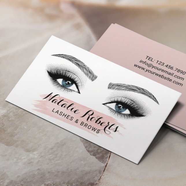 Lashes Brows Makeup Artist Blue Eyes Blush Salon Business Card (Creator Uploaded)