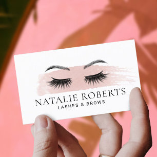 Lashes Brows Makeup Artist Blush Pink Brushstroke Business Card