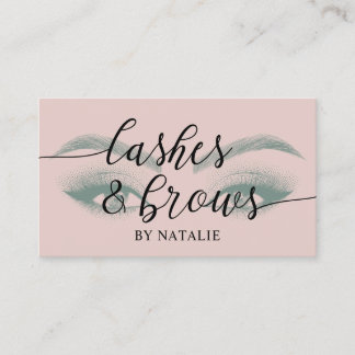 Lashes Brows Makeup Artist Blush Pink Typography Business Card