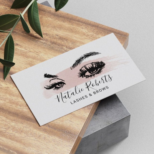 Lashes Brows Makeup Artist Blush Pink Watercolor Business Card (Creator Uploaded)