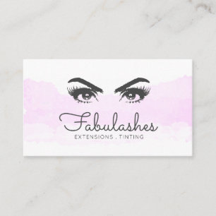 Lashes Brows Makeup Artist Blush Pink Watercolor  Business Card