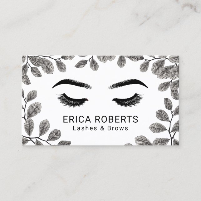 Lashes Brows Makeup Artist Botanical Appointment Business Card (Front)