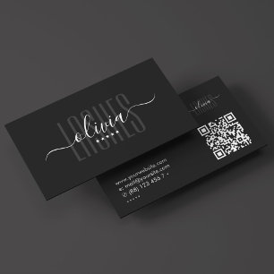 Lashes Brows Makeup Artist Elegant Black Script Business Card