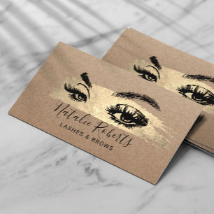 Lashes Brows Makeup Artist Gold Brushstroke Salon Business Card