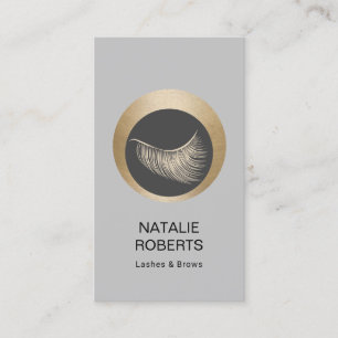 Lashes Brows Makeup Artist Gold Eyelash Logo Salon Business Card