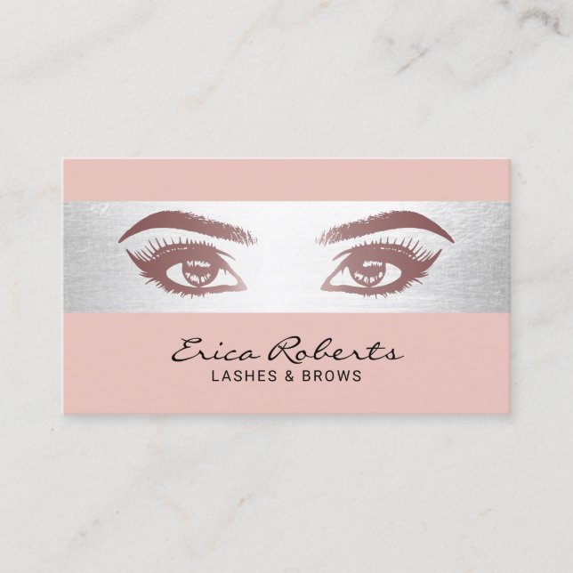 Lashes Brows Makeup Artist Rose Gold Beauty Salon Business Card (Front)