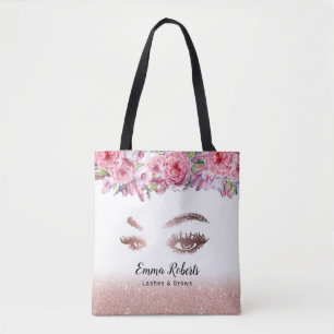 Lashes Brows Makeup Artist Rose Gold Beauty Salon Tote Bag