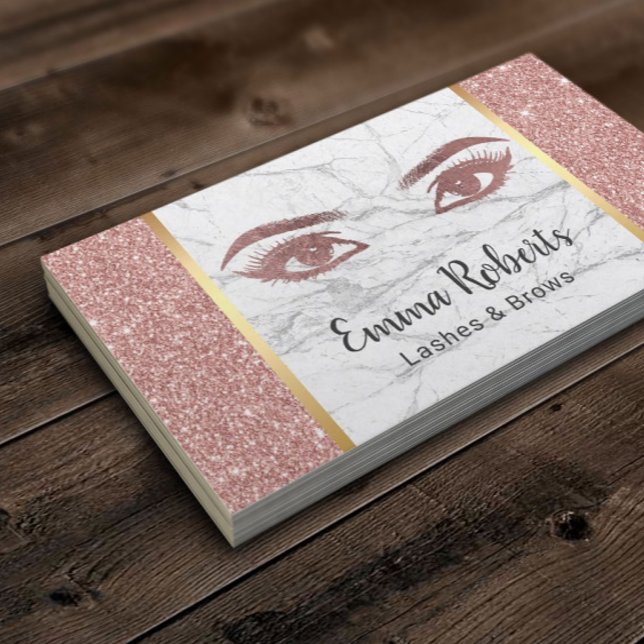 Lashes Brows Makeup Artist Rose Gold & Marble Business Card (Creator Uploaded)