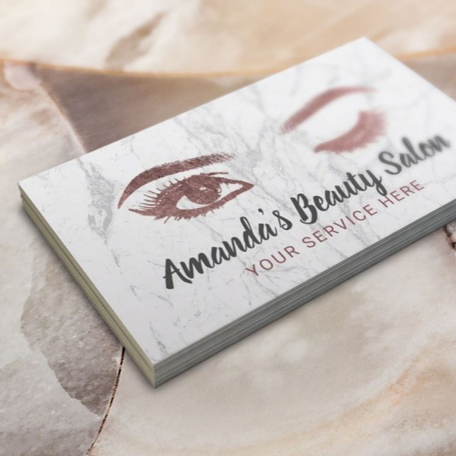 Lashes & Brows Makeup Artist Rose Gold Marble Business Card (Creator Uploaded)