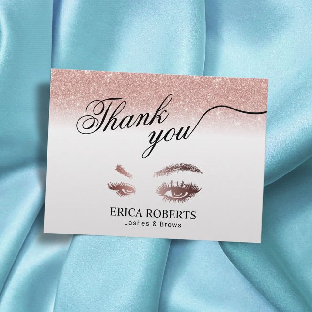 Lashes Brows Makeup Artist Rose Gold Thank You Postcard (Creator Uploaded)