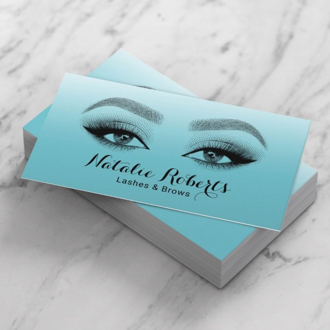 Lashes & Brows Makeup Artist Teal Beauty Salon Business Card (Creator Uploaded)