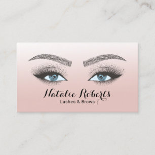 Lashes Brows Microblading Beauty Salon Blush Pink Business Card