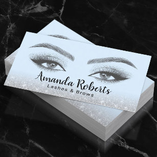 Lashes & Brows Microblading Blue & Silver Glitter  Business Card