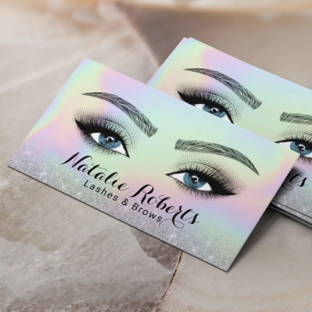 Lashes Brows Microblading Holographic Beauty Eyes Business Card (Creator Uploaded)