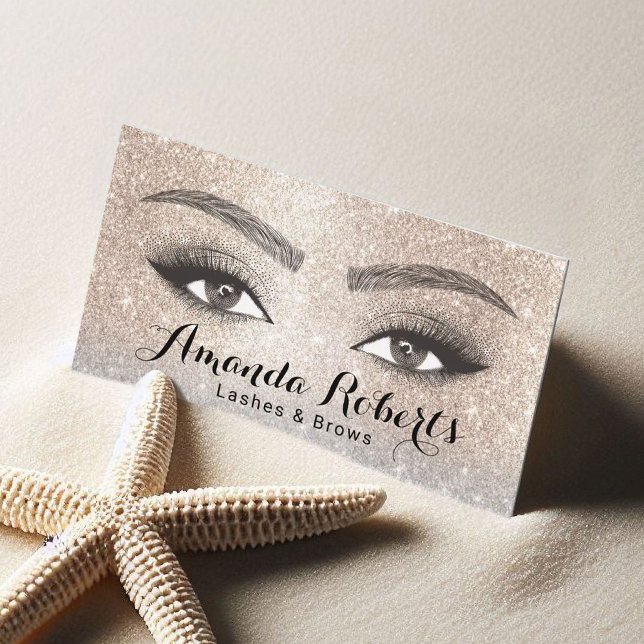 Lashes & Brows Microblading Salon Luxury Gold Business Card (Creator Uploaded)