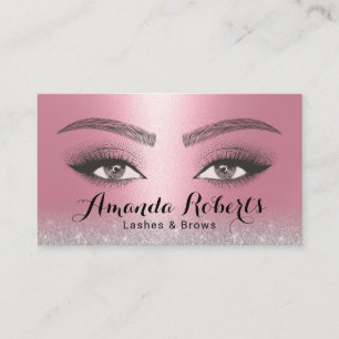 Lashes & Brows Microblading Salon Modern Pink Business Card
